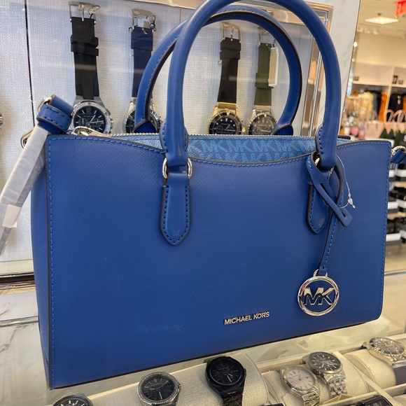 Michael Kors Handbags - MICHAEL KORS Arden Md Top-Zip EW Leather Tote Crossbody Satchel
Galaxy Blue 
NWT
